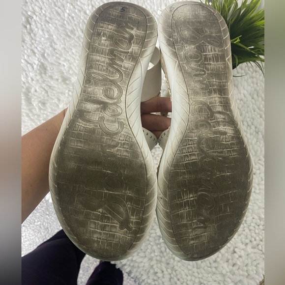 Sam Edelman Janette Sandals, White Leather and Silver, 9.5 - Picture 6 of 12